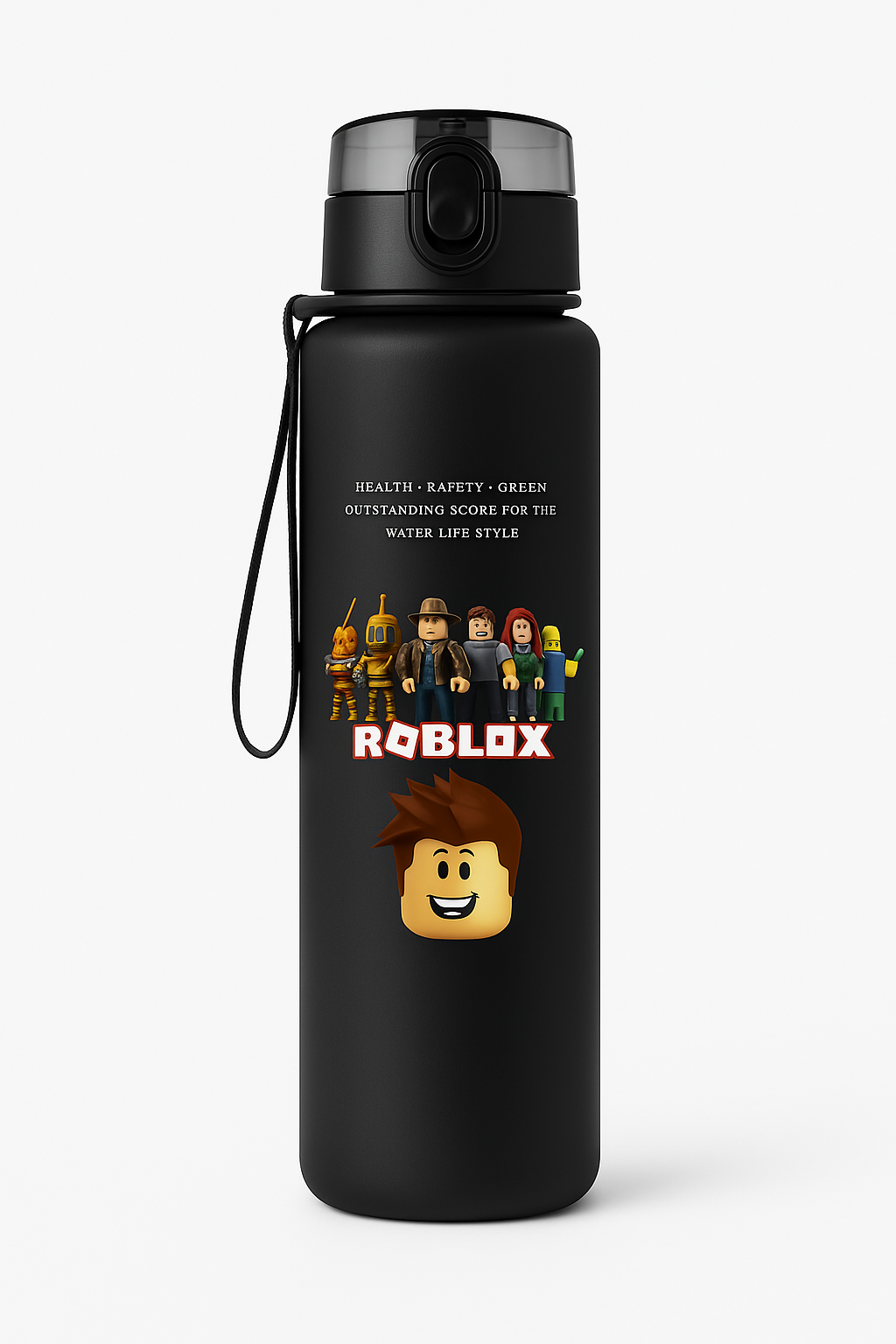 Roblox Black Matte Water Bottle – 900ml